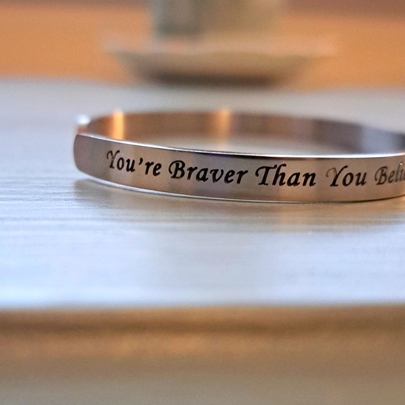 Brand new Silver bracelet with a quote by Christopher Robin..."You're Braver Tha - Picture 2 of 6